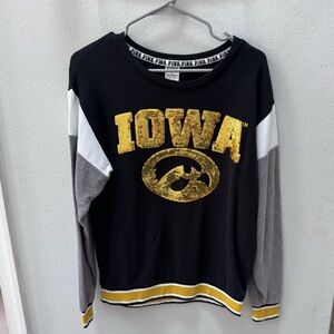 Victoria's Secret PINK Black Sweatshirt with Gold Sequin Logo Trim